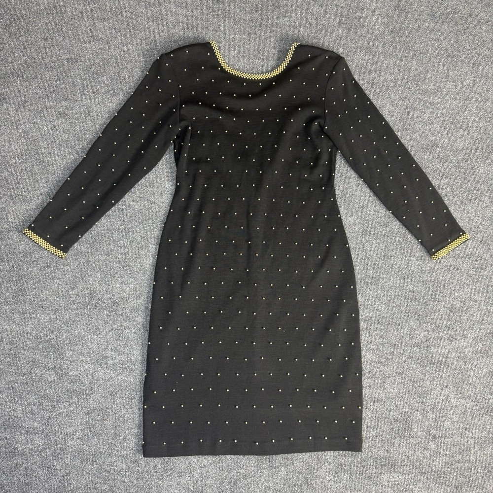 ET AL Vintage 80s Size 4 Black Beaded Dress Dramatic Sexy Deep V Back Hong Kong